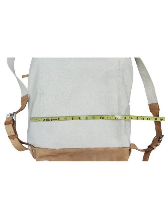 Sandqvist Canvas Leather Backpack Beige Tan Roll Top Laptop Travel Rucksack main image 16